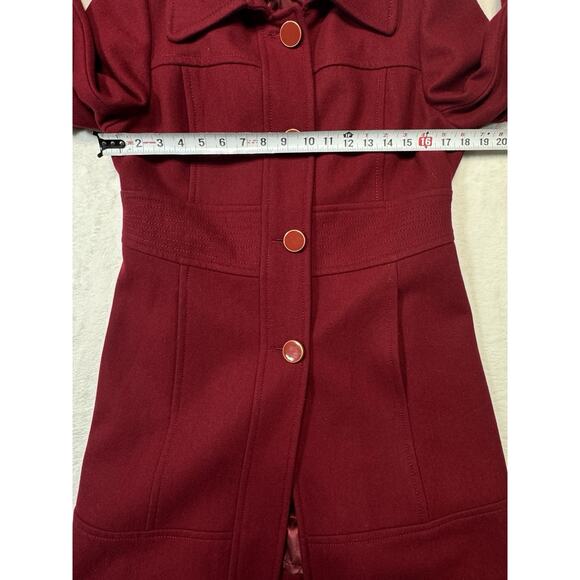 Kenneth Cole N.Y. Wool Blend Maroon Coat Classic Button Shoulder Season Size 10 - Picture 6 of 9